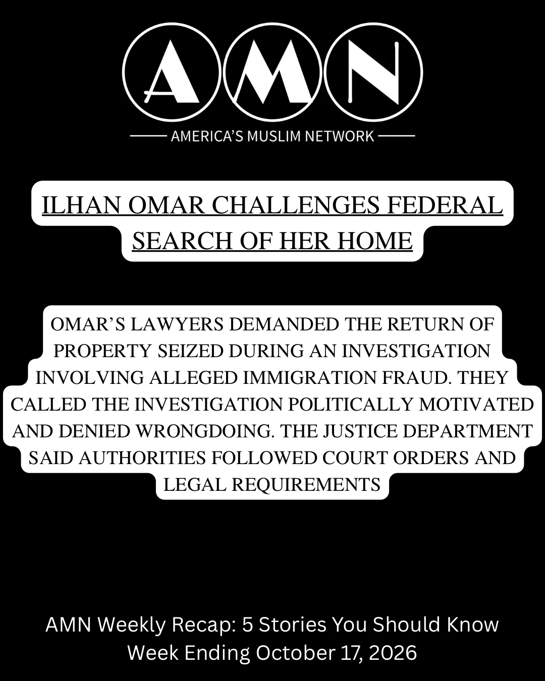 Ilhan Omar Challenges Federal Search of Her Home