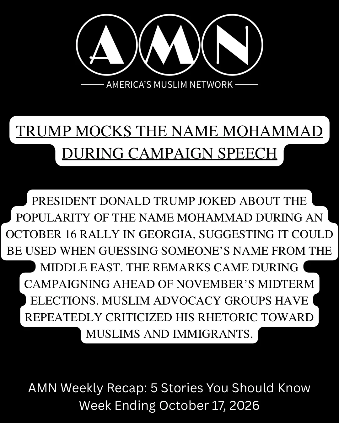 Trump Mocks the Name Mohammad During Campaign Speech